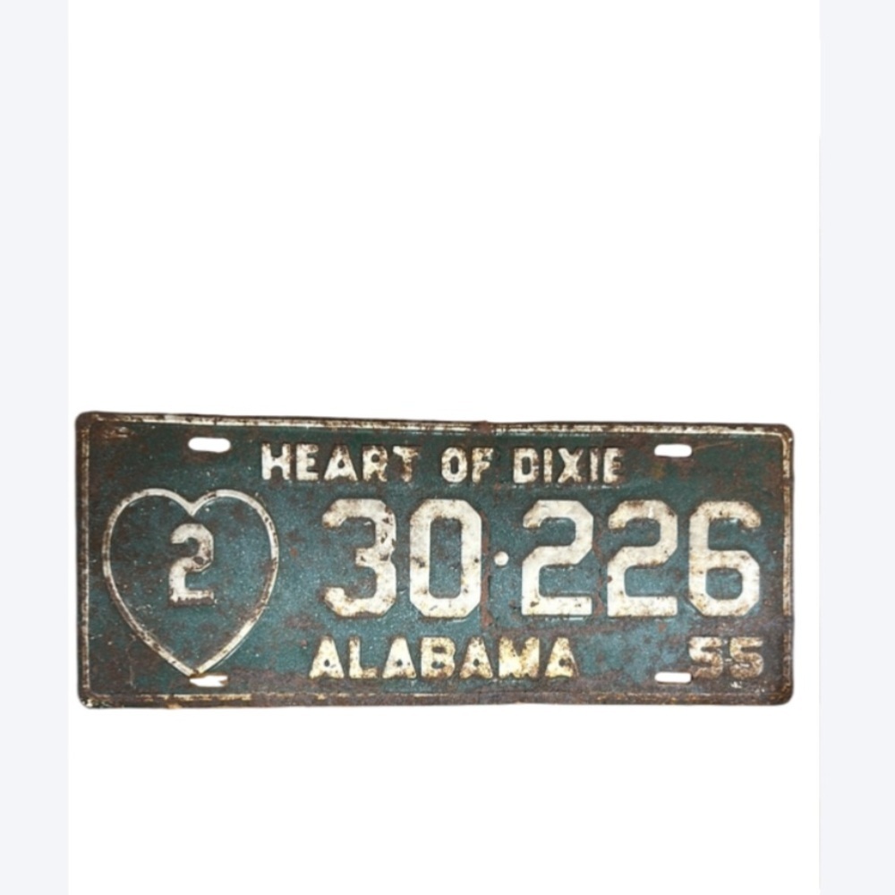 Vintage 1955 Alabama License Plate – Heart of Dixie – Rustic Décor